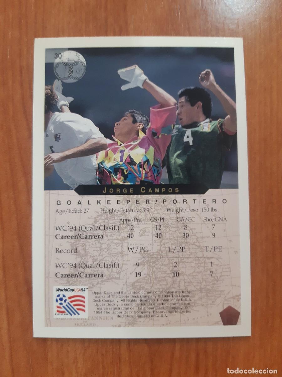 Cromos de f&uacute;tbol: N&deg;30 JORGE CAMPOS MEXICO WORLD CUP USA 94 UPPER DECK 1994