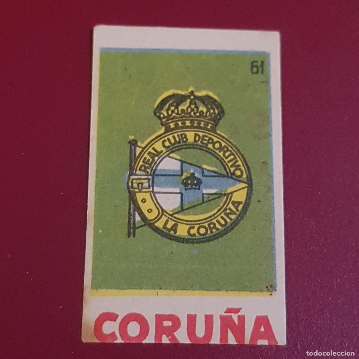 Cromos de f&uacute;tbol: BRUGUERA - ASES DEL FUTBOL - 1950 1951 - 50 51 - CORU&Ntilde;A - ESCUDO 61 - NUNCA PEGADO