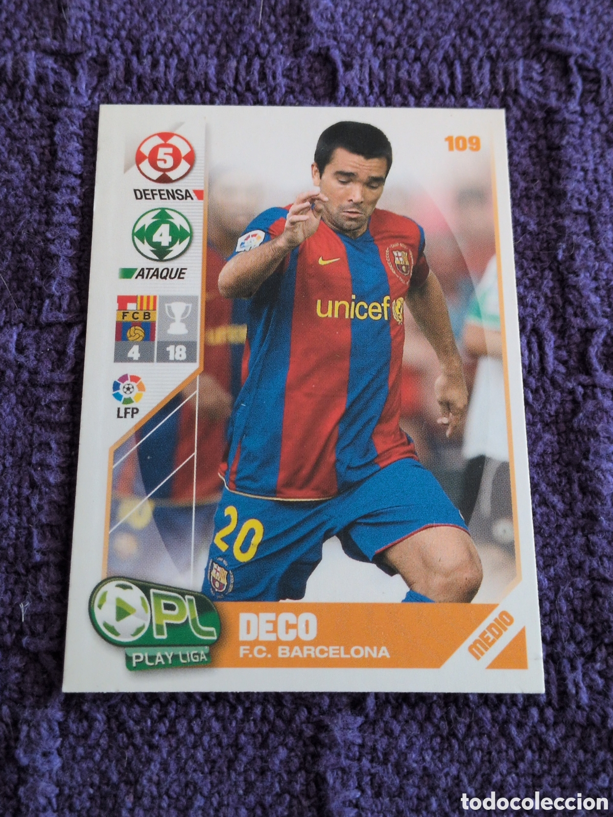 Cartes &agrave; collectionner de Football: PLAY LIGA 2007 2008 - CROMO N&ordm; 109 - DECO - F.C. BARCELONA - PANINI 07 08