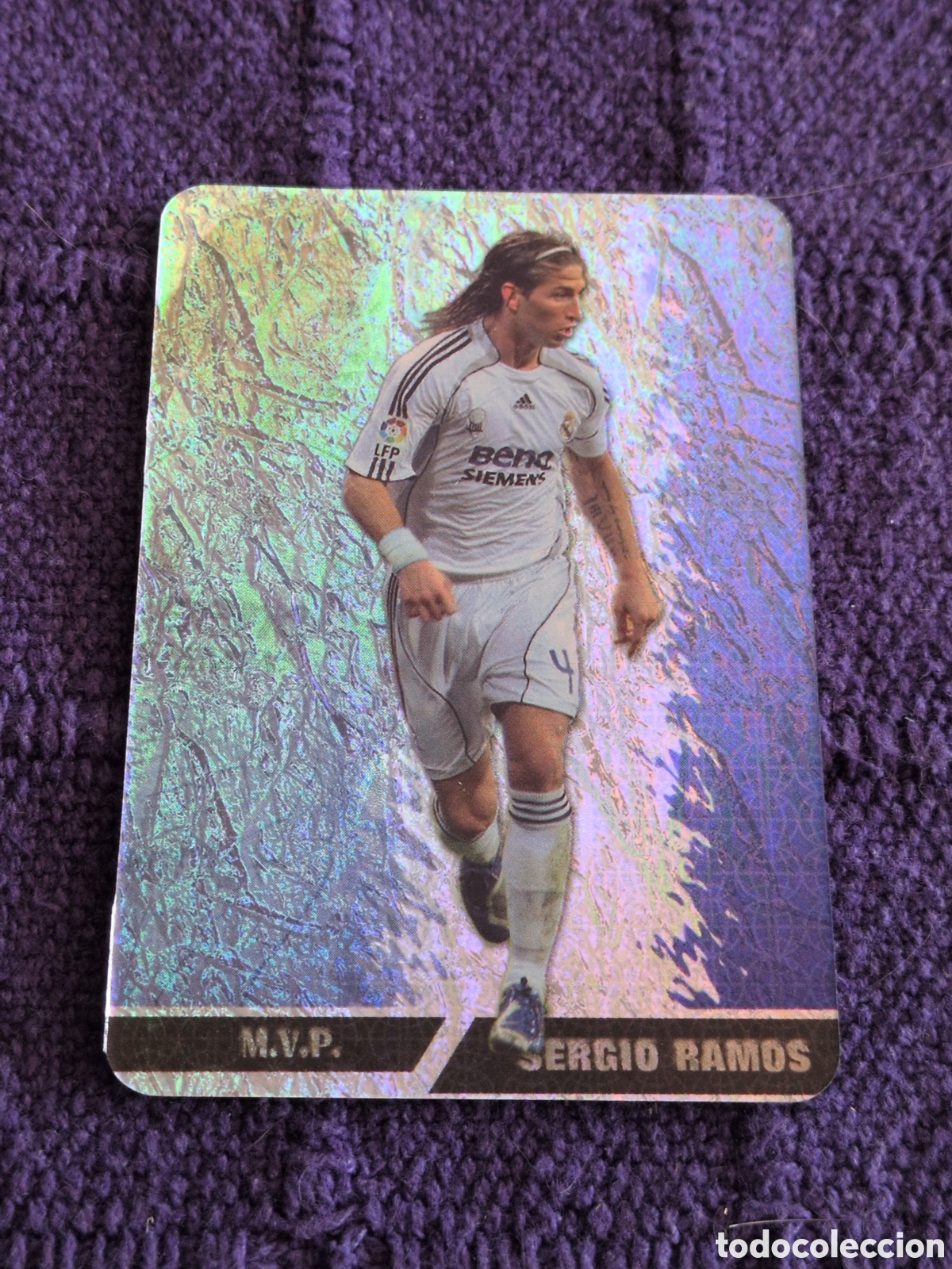 Cromos de f&uacute;tbol: N&ordm; 541 SERGIO RAMOS (Real Madrid) MVP JASPEADO. Trading card FICHAS LIGA FUTBOL 2007 2008 MUNDICROMO
