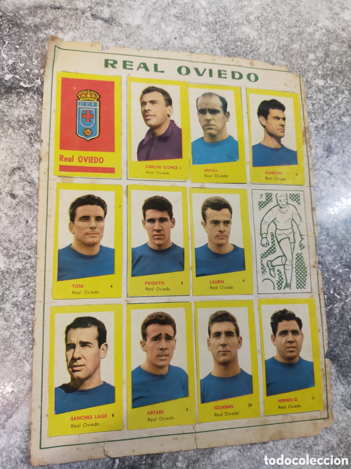 Cartes &agrave; collectionner de Football: Sevilla C.F. Real Oviedo, 1 hoja album campeones de liga temporada 1960-1961 editorial Bruguera