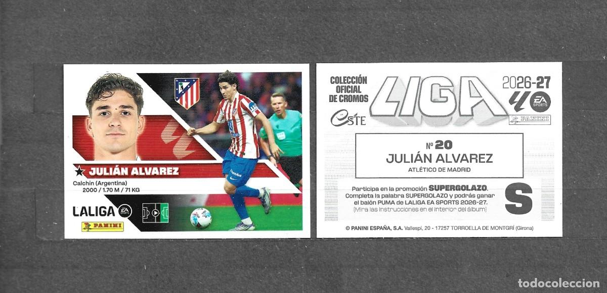 Fu&szlig;ball-Sticker: Liga este 26/27 - Juli&aacute;n Alvarez - N&deg; 20 - Atl&eacute;tico de Madrid