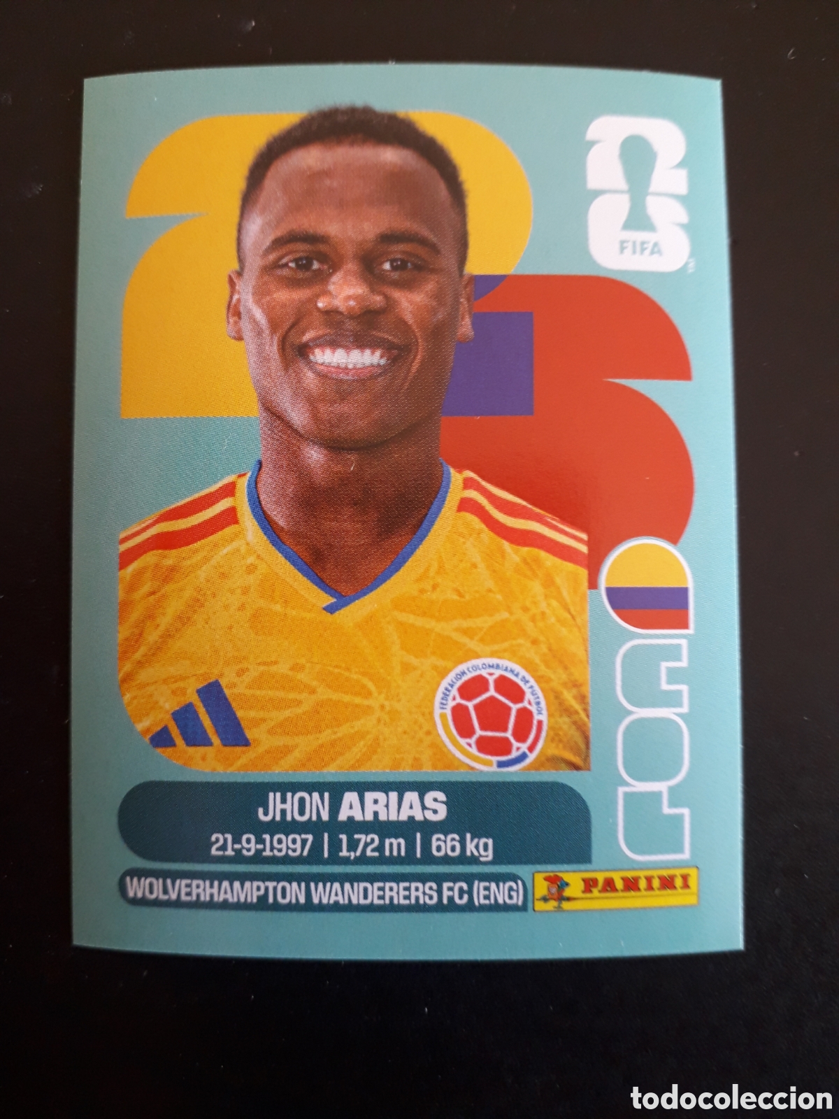 Cromos de f&uacute;tbol: JHON ARIAS COLOMBIA COL 17 MUNDIAL F&Uacute;TBOL 2026 FIFA WORLD CUP PANINI SIN PEGAR PEDIDO M&Iacute;NIMO 3&euro;