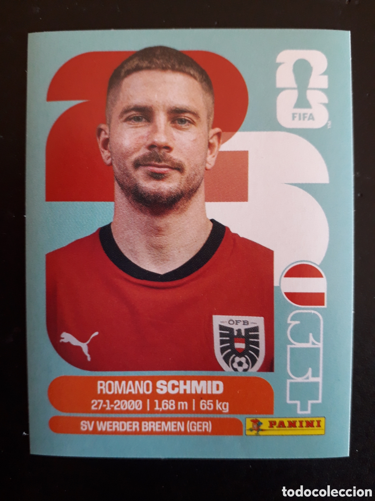 Cromos de f&uacute;tbol: SCHMID AUSTRIA AUT 16 MUNDIAL F&Uacute;TBOL 2026 FIFA WORLD CUP PANINI SIN PEGAR PEDIDO M&Iacute;NIMO 3&euro;