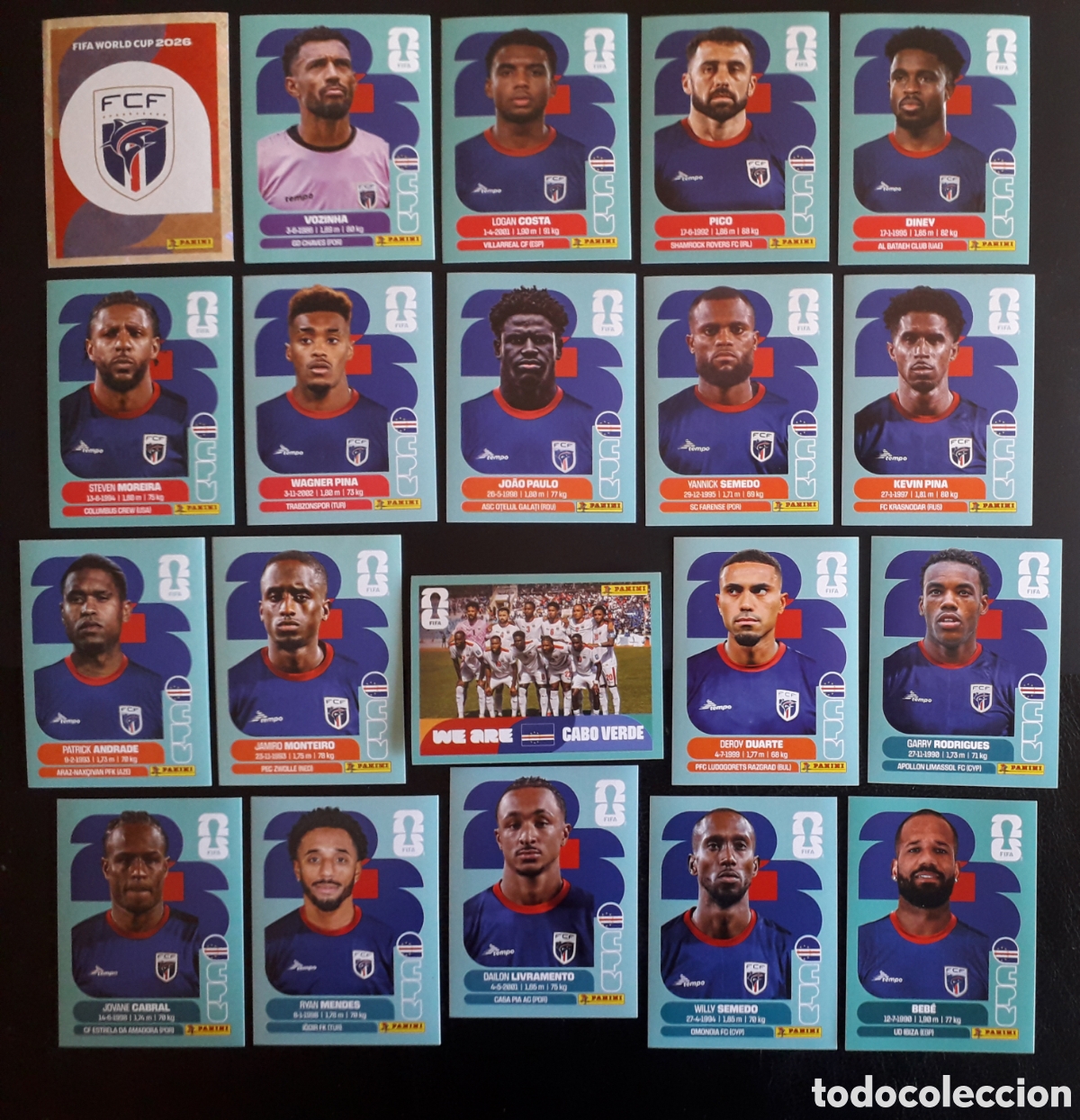 Cromos de f&uacute;tbol: 20 CROMOS CABO VERDE, EQUIPO COMPLETO MUNDIAL F&Uacute;TBOL 2026 FIFA WORLD CUP PANINI SIN PEGAR