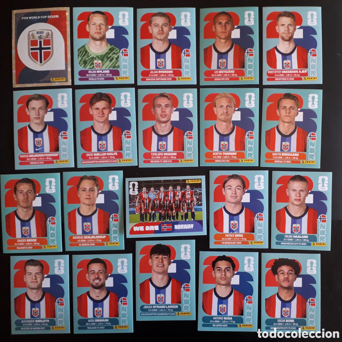 Cromos de f&uacute;tbol: 20 CROMOS NORUEGA EQUIPO COMPLETO MUNDIAL F&Uacute;TBOL 2026 FIFA WORLD CUP PANINI SIN PEGAR