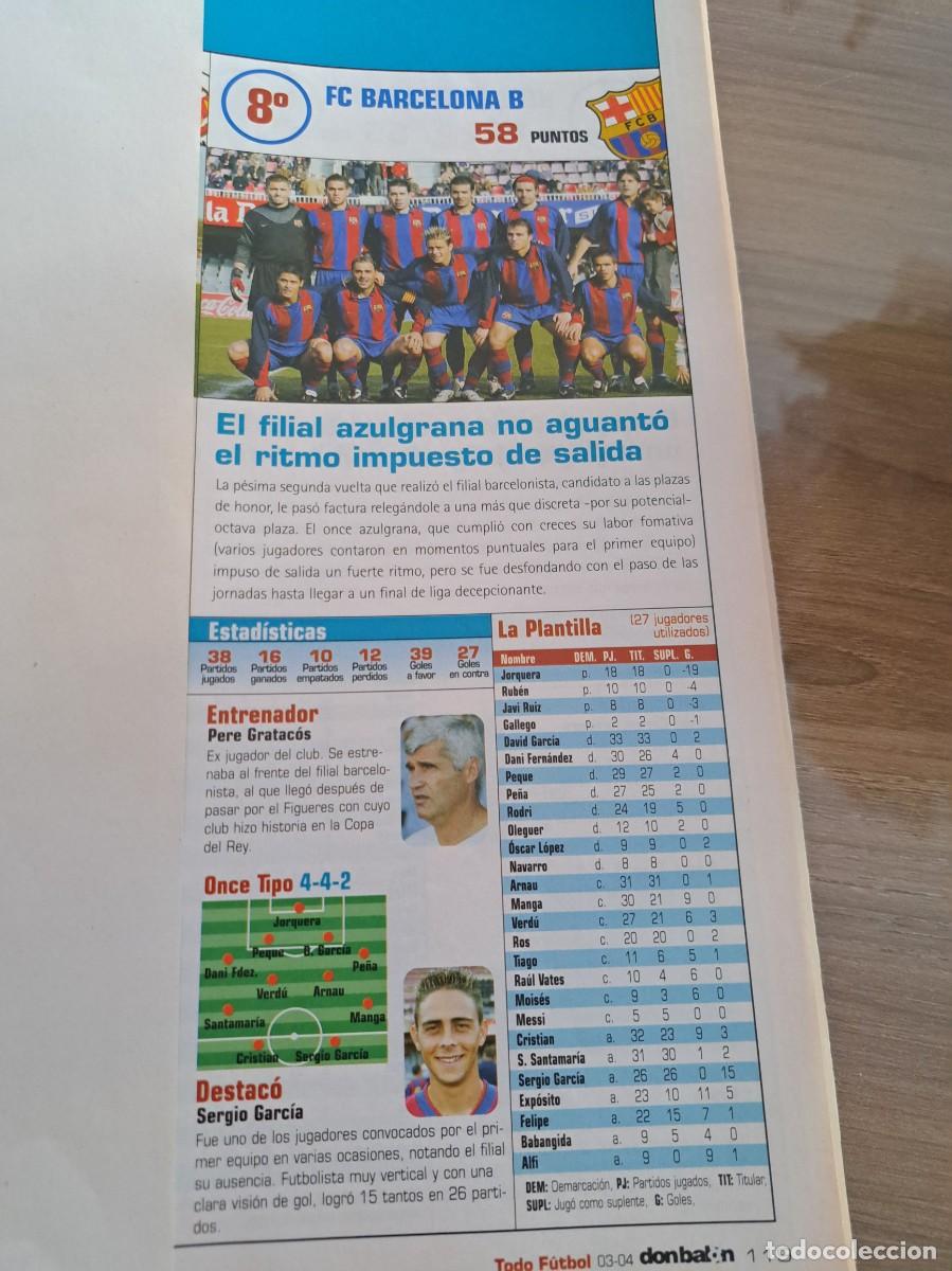 Fu&szlig;ball-Sticker: Foto plantilla y jugadores Don Bal&oacute;n 2003-04. FC Barcelona B