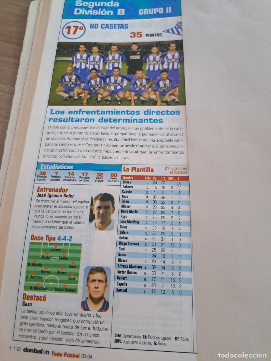 Cromos de f&uacute;tbol: Foto plantilla y jugadores Don Bal&oacute;n 2003-04. UD Casetas