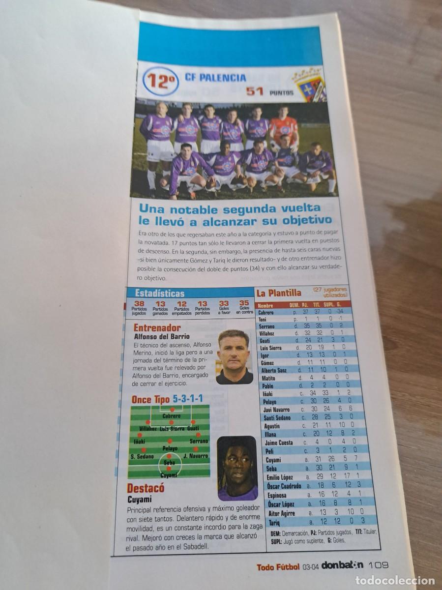 Cromos de f&uacute;tbol: Foto plantilla y jugadores Don Bal&oacute;n 2003-04. CF Palencia