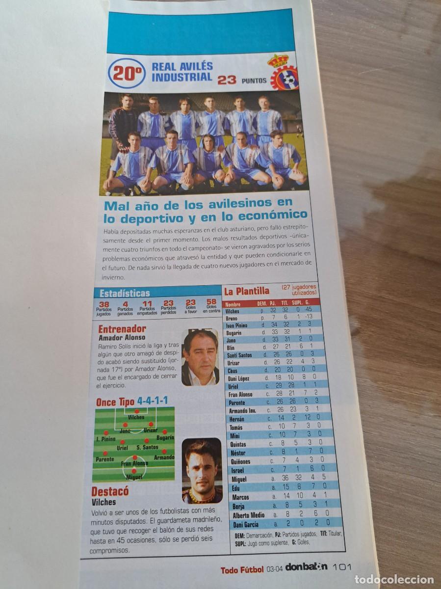 Cromos de f&uacute;tbol: Foto plantilla y jugadores Don Bal&oacute;n 2003-04. Real Avil&eacute;s Industrial