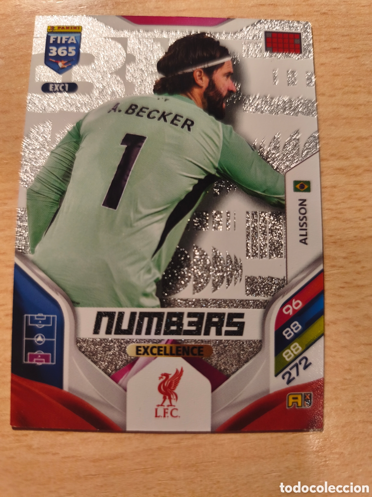 Cromos de f&uacute;tbol: EXC 1 ALISSON LIVERPOOL NUMBERS EXCELLENCE FIFA 365 2025 2026 PANINI 25 26 EXC1