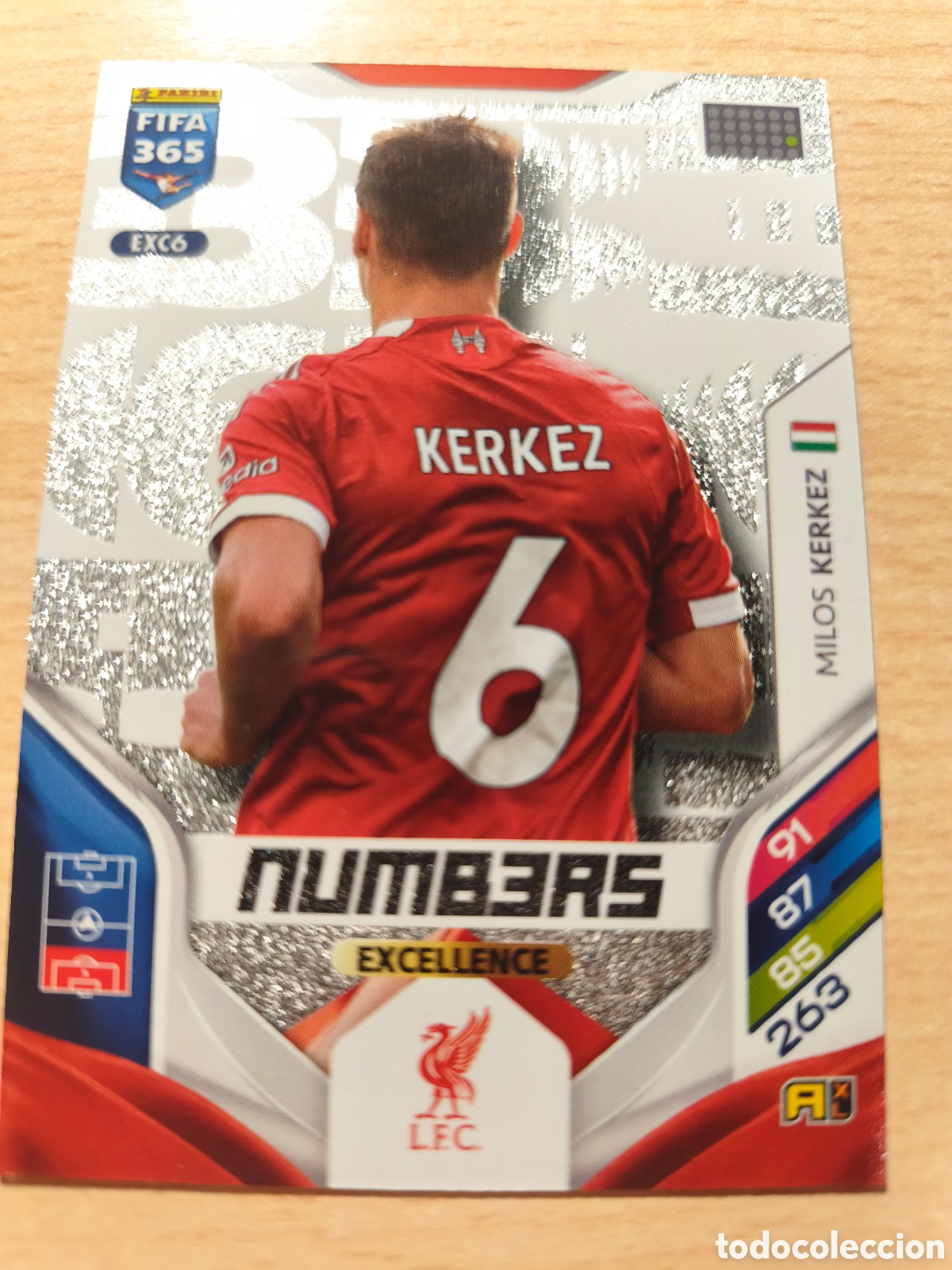 Fu&szlig;ball-Sticker: EXC 6 MILOS KERKEZ LIVERPOOL NUMBERS EXCELLENCE FIFA 365 2025 2026 PANINI 25 26 EXC6