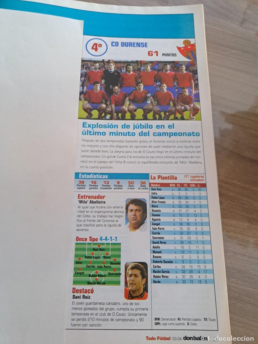 Fu&szlig;ball-Sticker: Foto plantilla y jugadores Don Bal&oacute;n 2003-04. CD Ourense