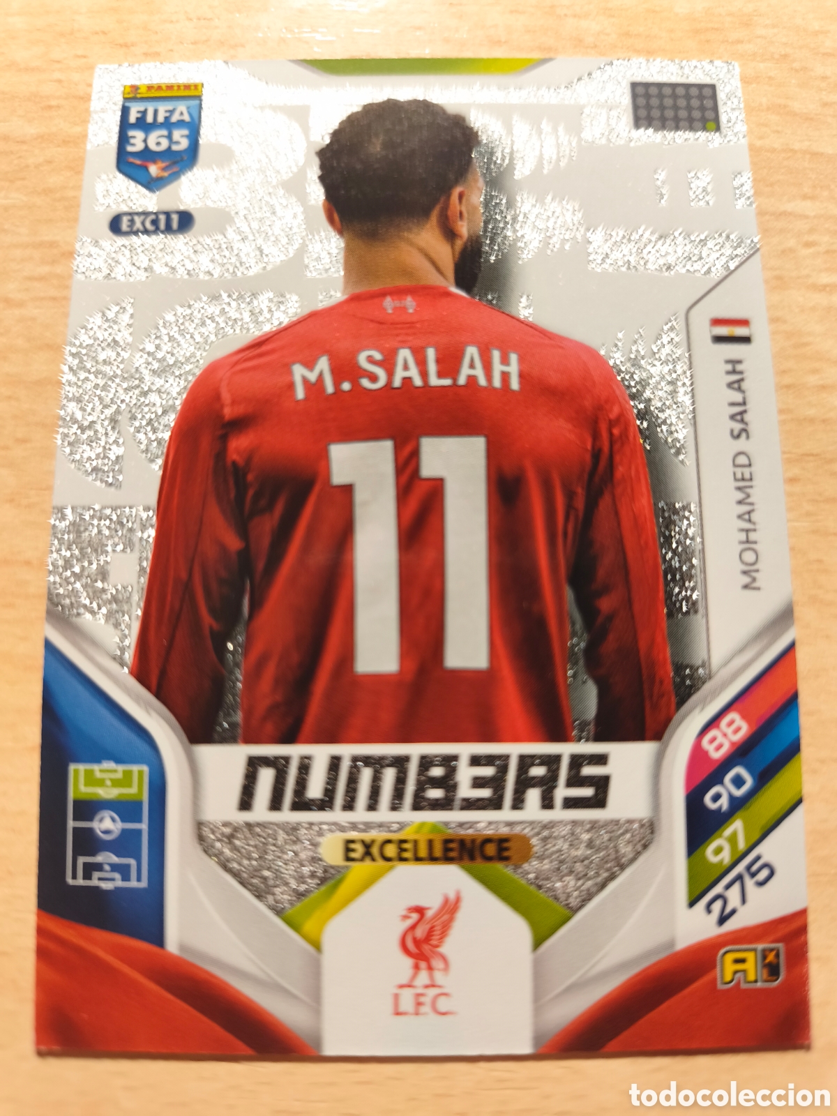 Cartes &agrave; collectionner de Football: EXC 11 MOHAMED SALAH LIVERPOOL NUMBERS EXCELLENCE FIFA 365 2025 2026 PANINI 25 26 EXC11