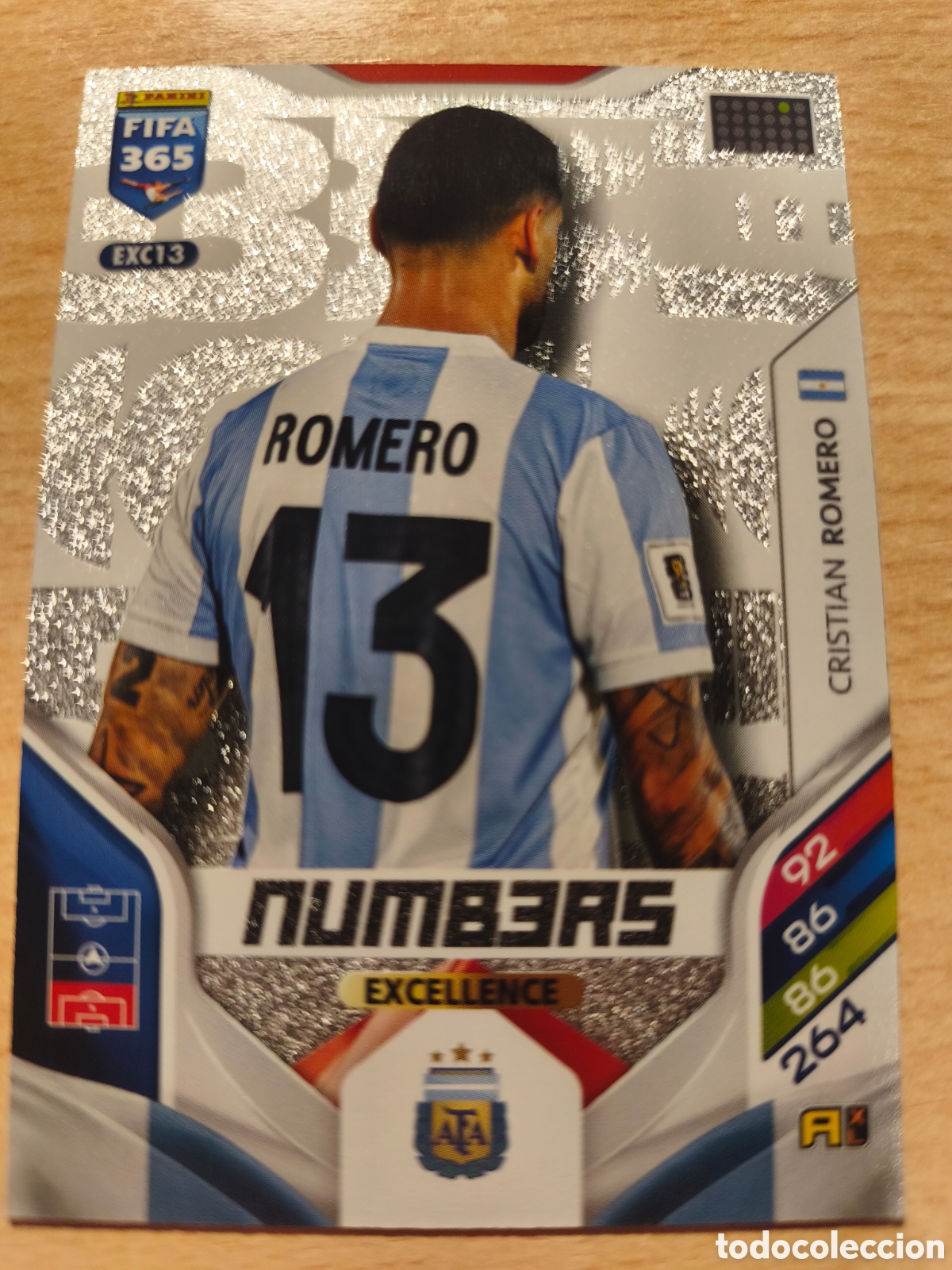 Cartes &agrave; collectionner de Football: EXC 13 CUTI ROMERO ARGENTINA NUMBERS EXCELLENCE FIFA 365 2025 2026 PANINI 25 26 EXC13