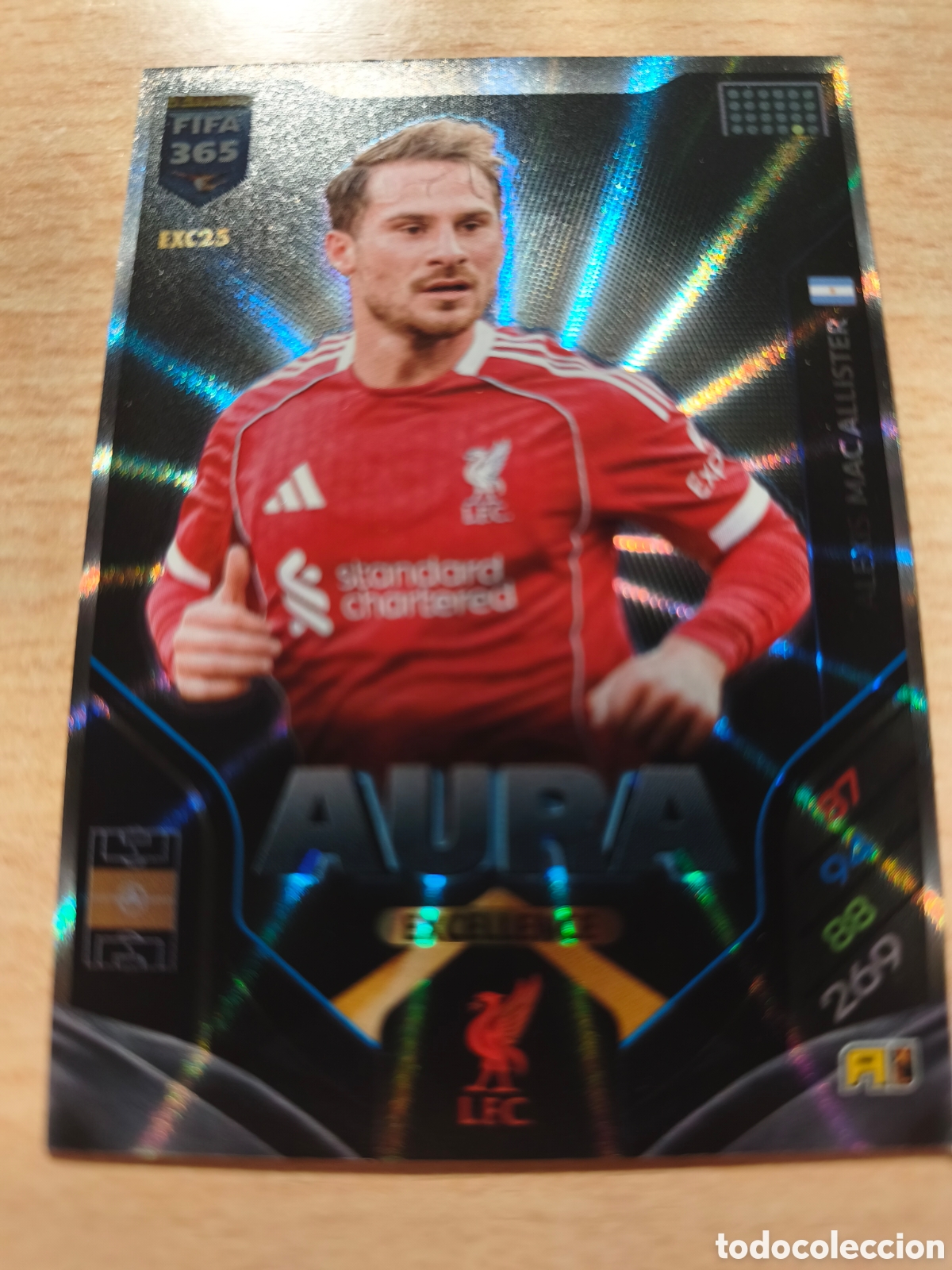 Cromos de f&uacute;tbol: EXC 25 MACALLISTER LIVERPOOL AURA EXCELLENCE FIFA 365 2025 2026 PANINI 25 26 EXC25