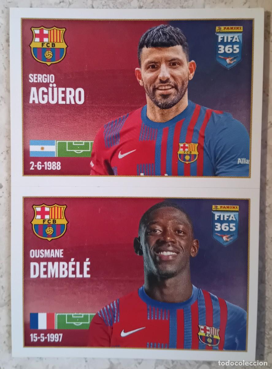 Cromos de f&uacute;tbol: Figurina Panini 2021-22 Cromo Fifa 365 2022 Aguero Dembel&eacute; Barcelona n 116