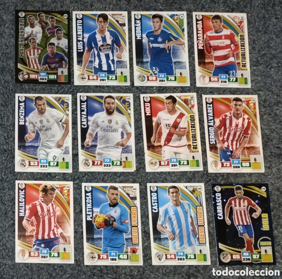 Figurine di Calcio: 12 CROMOS de la LIGA BBVA 2015-16 de PANINI todos COMO NUEVOS (ver fotos).