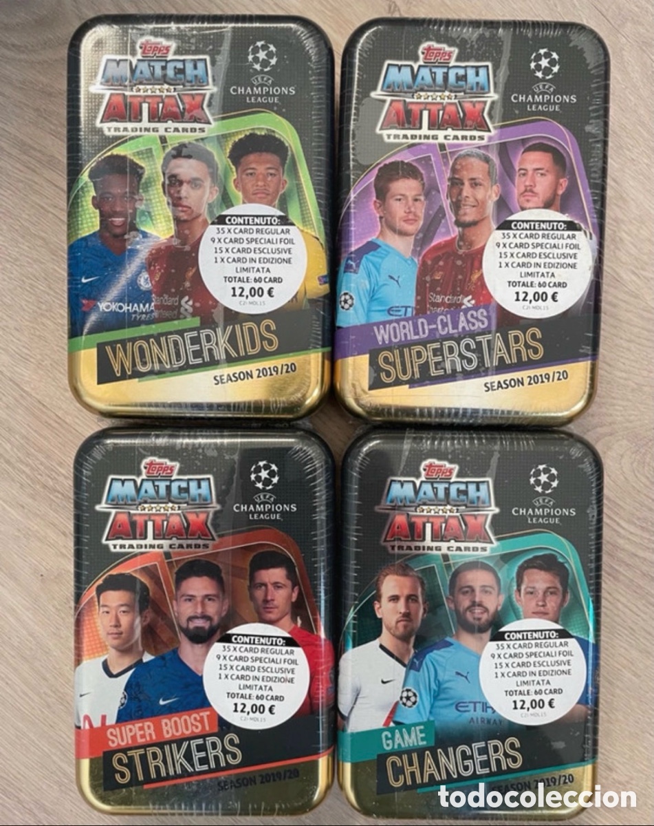 Figurine di Calcio: Lote 4 latas Match Attax 2019-20 2019 2020 Topps UCL