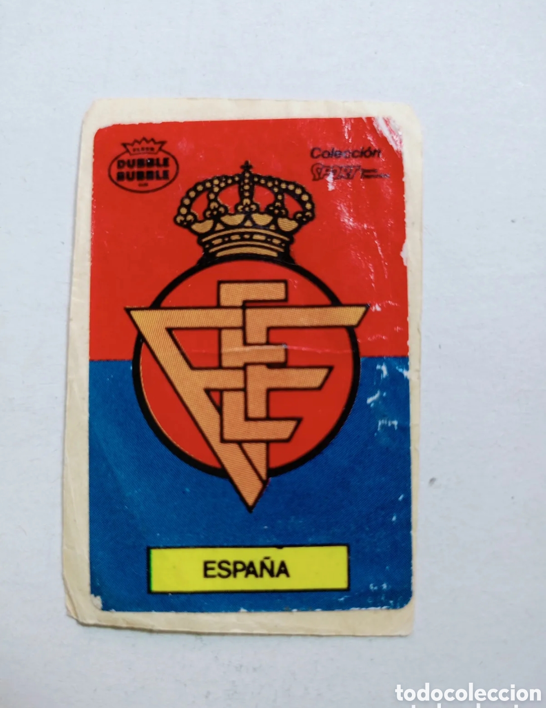 Figurine di Calcio: Cromo pegatina chicle dubble Bubble colecci&oacute;n sport escudo Espa&ntilde;a
