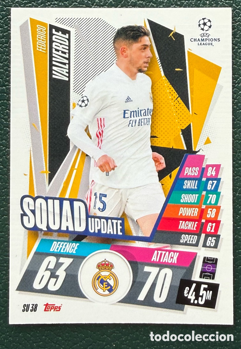 Cartes &agrave; collectionner de Football: SU 38 FEDE VALVERDE REAL MADRID FICHAS TOPPS UEFA CHAMPIONS LEAGUE MATCH ATTAX EXTRA 2020 2021 20 21