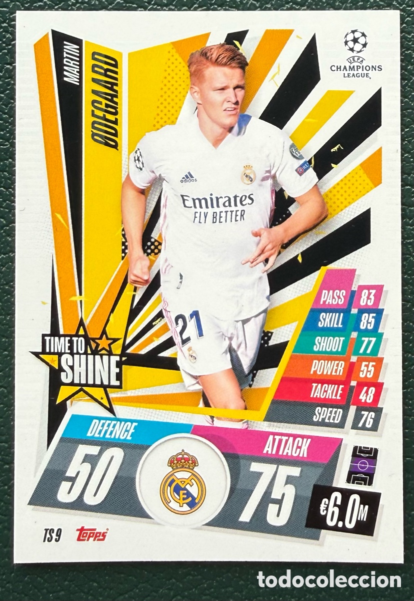 Cromos de f&uacute;tbol: TS 9 ODEGAARD REAL MADRID FICHAS TOPPS UEFA CHAMPIONS LEAGUE MATCH ATTAX EXTRA 2020 2021 20 21