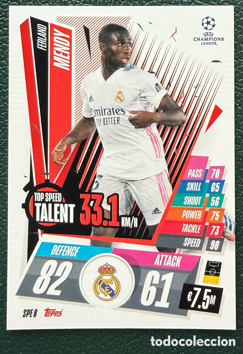 Cromos de f&uacute;tbol: SPE 8 FERLAND MENDY REAL MADRID FICHAS TOPPS UEFA CHAMPIONS LEAGUE MATCH ATTAX EXTRA 2020 2021 20 21