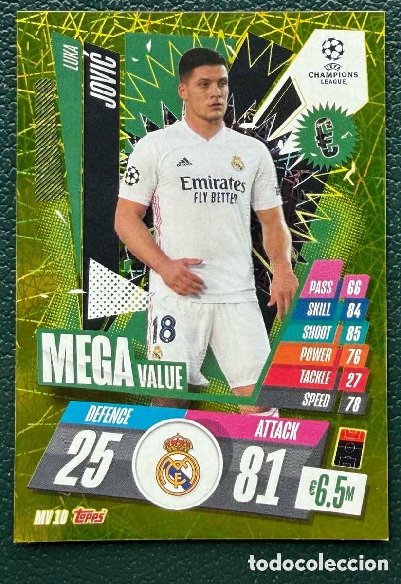 Cromos de f&uacute;tbol: MV 10 LUKA JOVIC REAL MADRID FICHAS TOPPS UEFA CHAMPIONS LEAGUE MATCH ATTAX EXTRA 2020 2021 20 21