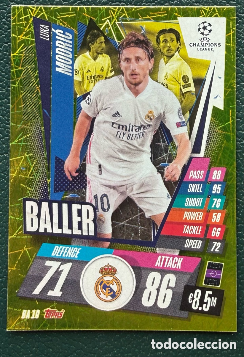 Cromos de f&uacute;tbol: BA 10 LUKA MODRIC REAL MADRID FICHAS TOPPS UEFA CHAMPIONS LEAGUE MATCH ATTAX EXTRA 2020 2021 20 21