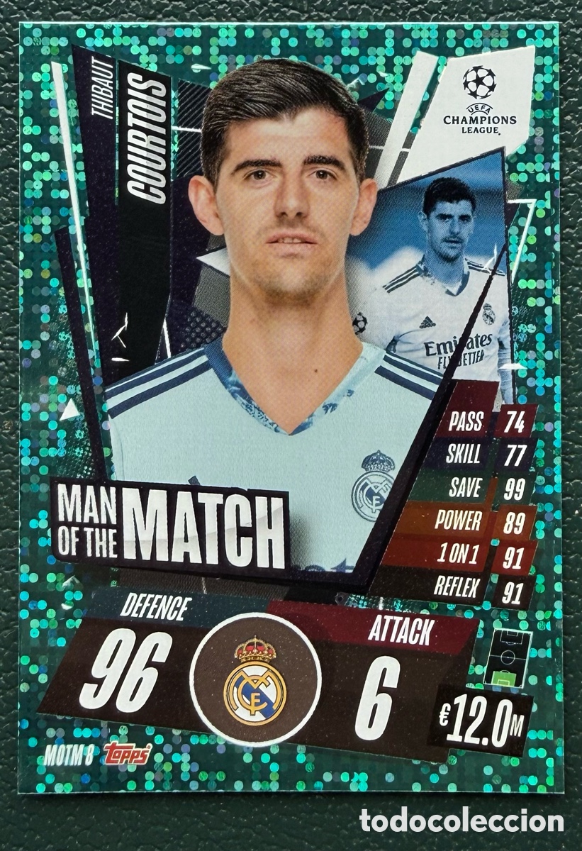 Cromos de f&uacute;tbol: MOTM 8 COURTOIS REAL MADRID FICHAS TOPPS UEFA CHAMPIONS LEAGUE MATCH ATTAX EXTRA 2020 2021 20 21