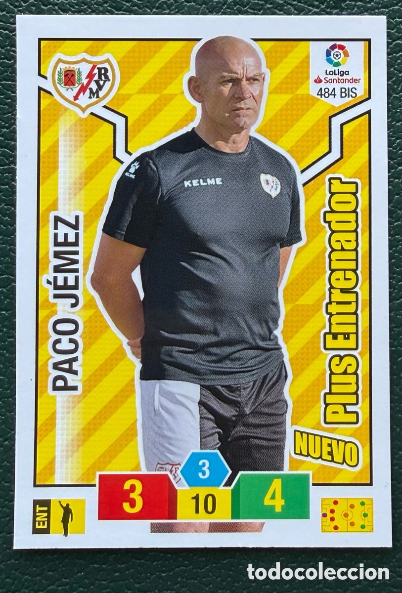 Football Stickers: 484 BIS PACO JEMEZ RAYO VALLECANO NUEVO PLUS ENTRENADOR FICHAS ALBUM ADRENALYN XL 2018 2019 18 19