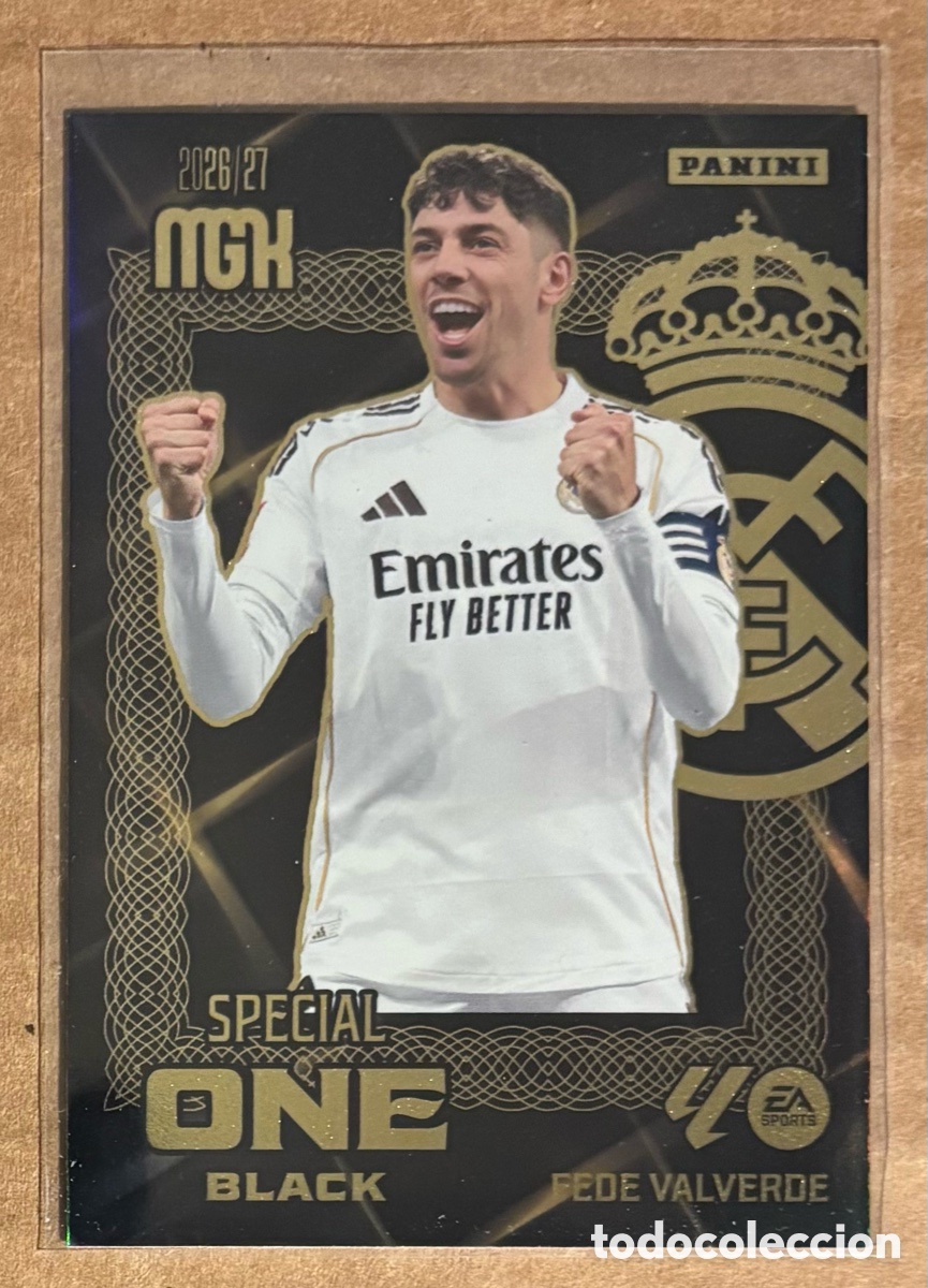 Cromos de f&uacute;tbol: FEDE VALVERDE (REAL MADRID). CARTA SPECIAL ONE BLACK PANINI MEGACRACKS MGK 2026/27.