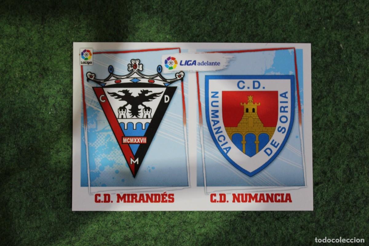 Cromos de f&uacute;tbol: 8 ESCUDOS MIRAND&Eacute;S - NUMANCIA LIGA ADELANTE LIGA ESTE PANINI 2015 2016 LIGA BBVA