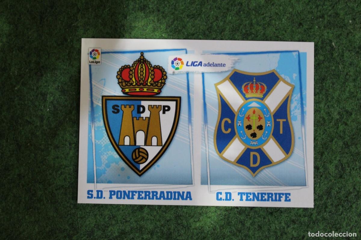Cromos de f&uacute;tbol: 10 ESCUDOS PONFERRADINA - TENERIFE LIGA ADELANTE LIGA ESTE PANINI 2015 2016 LIGA BBVA