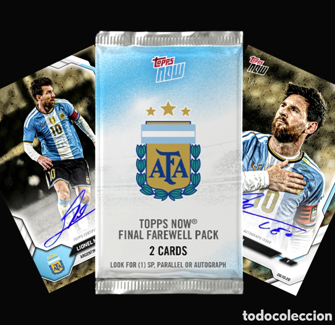 Football Stickers: Lionel Leo Messi Despedida Sobre sellado (2 Cards) 2026 Topps NOW 1/1 Posibilidad de Auto o Numerada