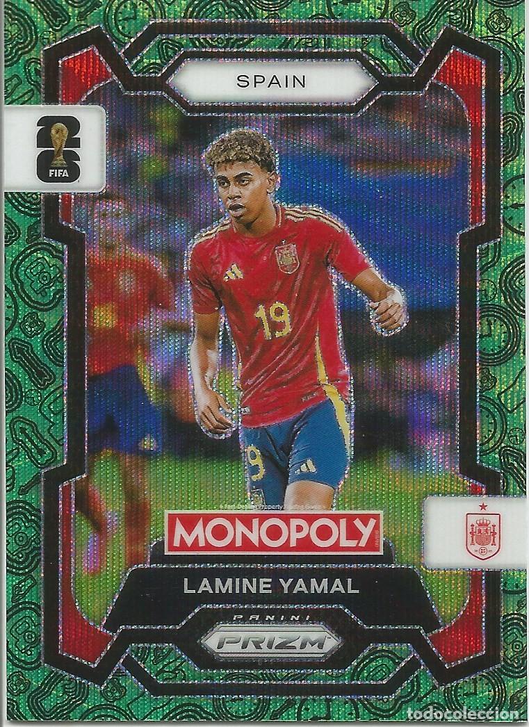Cromos de f&uacute;tbol: Carta Lamine Yamal Green Wave Parallel #41 - Panini Monopoly Prizm World Cup 2026