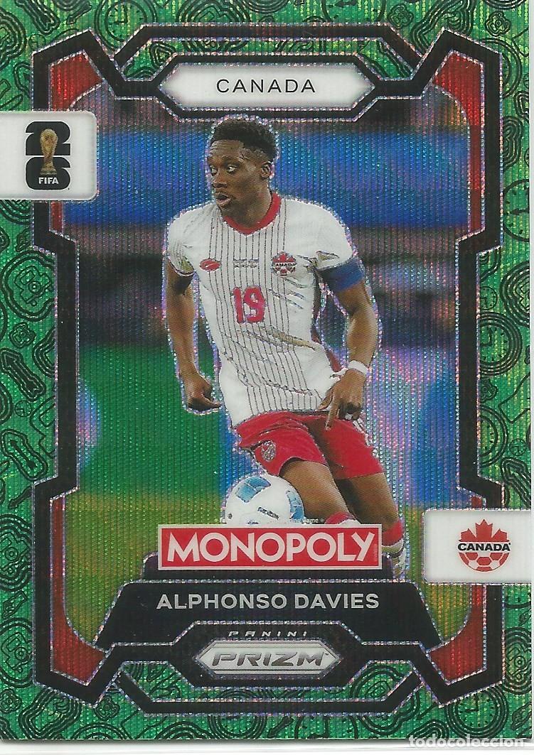 Cromos de f&uacute;tbol: Carta Alphonso Davies Green Wave Parallel #78 - Panini Monopoly Prizm World Cup 2026