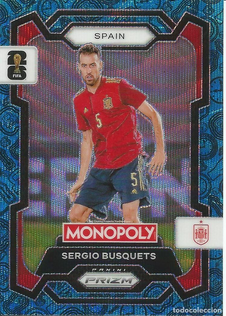Cromos de f&uacute;tbol: Carta Sergio Busquets Blue Parallel #45 - Panini Monopoly Prizm World Cup 2026