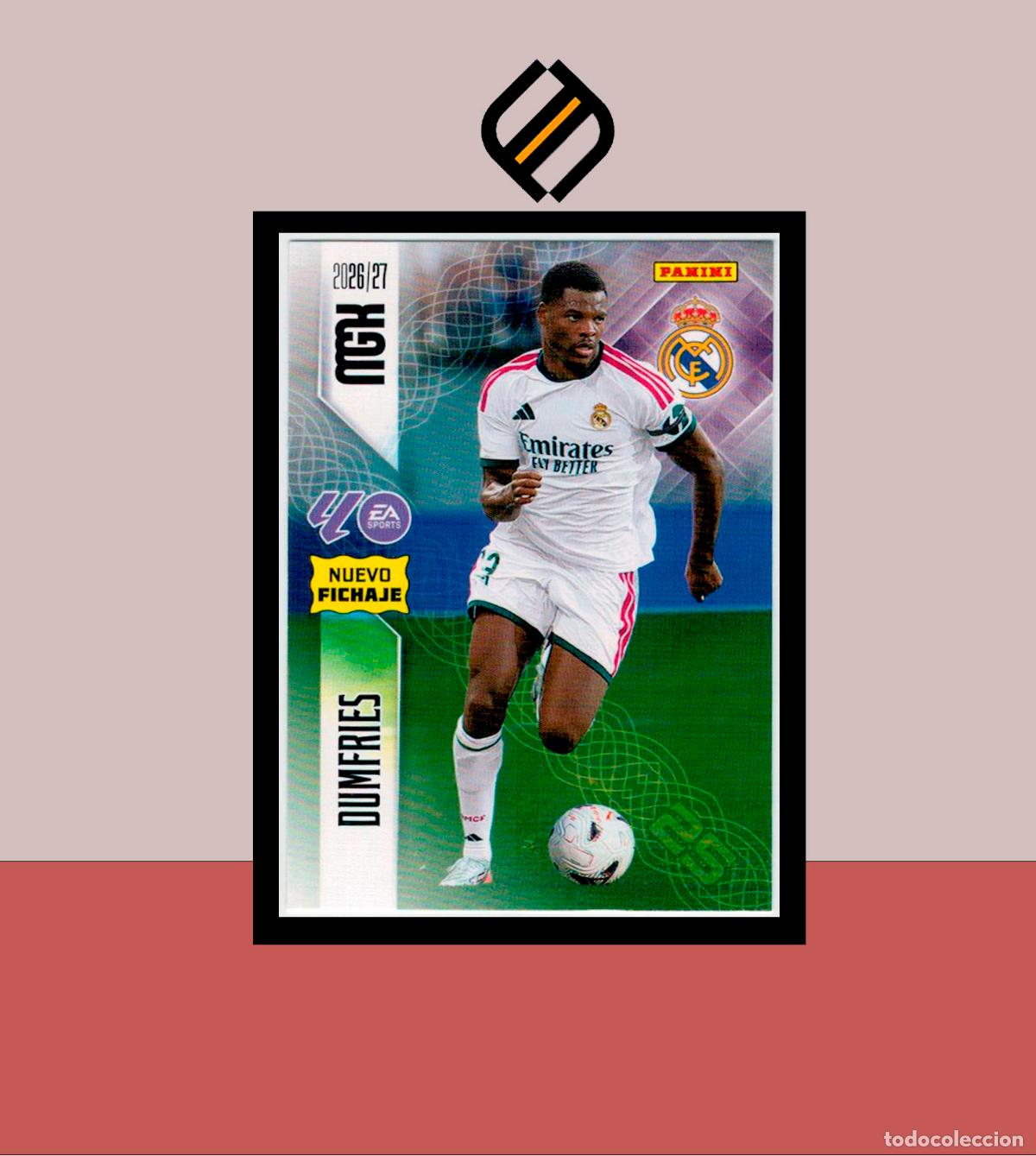Cromos de f&uacute;tbol: MEGACRACKS 2026 2027 26 27 PANINI N&ordm; 472 DUMFRIES REAL MADRID COLECCI&Oacute;N MGK NUEVO FICHAJE 2 ED