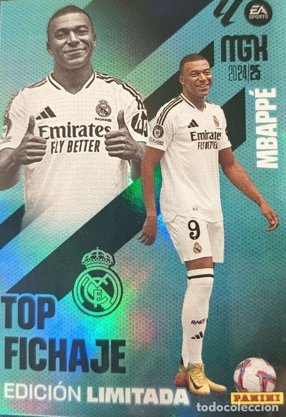 Football Stickers: Carta edici&oacute;n limitada Top Fichaje Mbapp&eacute; Real Madrid Panini Megacracks 2024-2025
