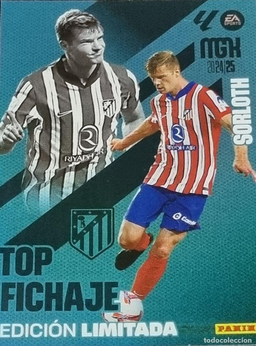 Cromos de f&uacute;tbol: Carta edici&oacute;n limitada Top Fichaje Sorloth Atl&eacute;tico de Madrid Panini Megacracks 2024-2025