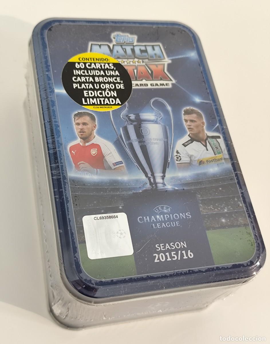 Cromos de f&uacute;tbol: Lata grande Topps Match Attax UEFA Champions League 2015 2016