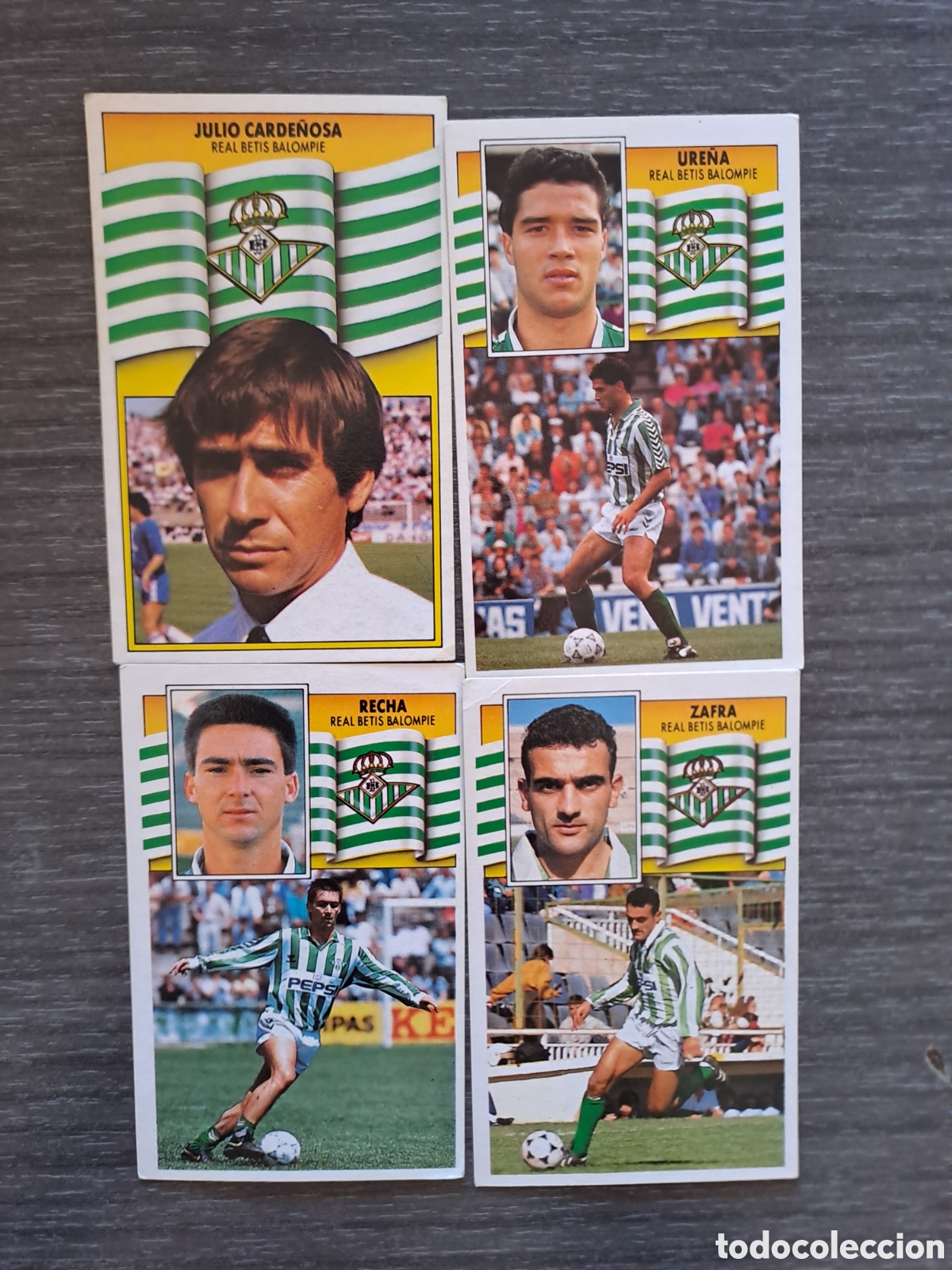 Cromos de f&uacute;tbol: CROMOS REAL BETIS LIGA 90-91 Lote de 4 cromos del Real Betis de la Liga Este 1990-1991.