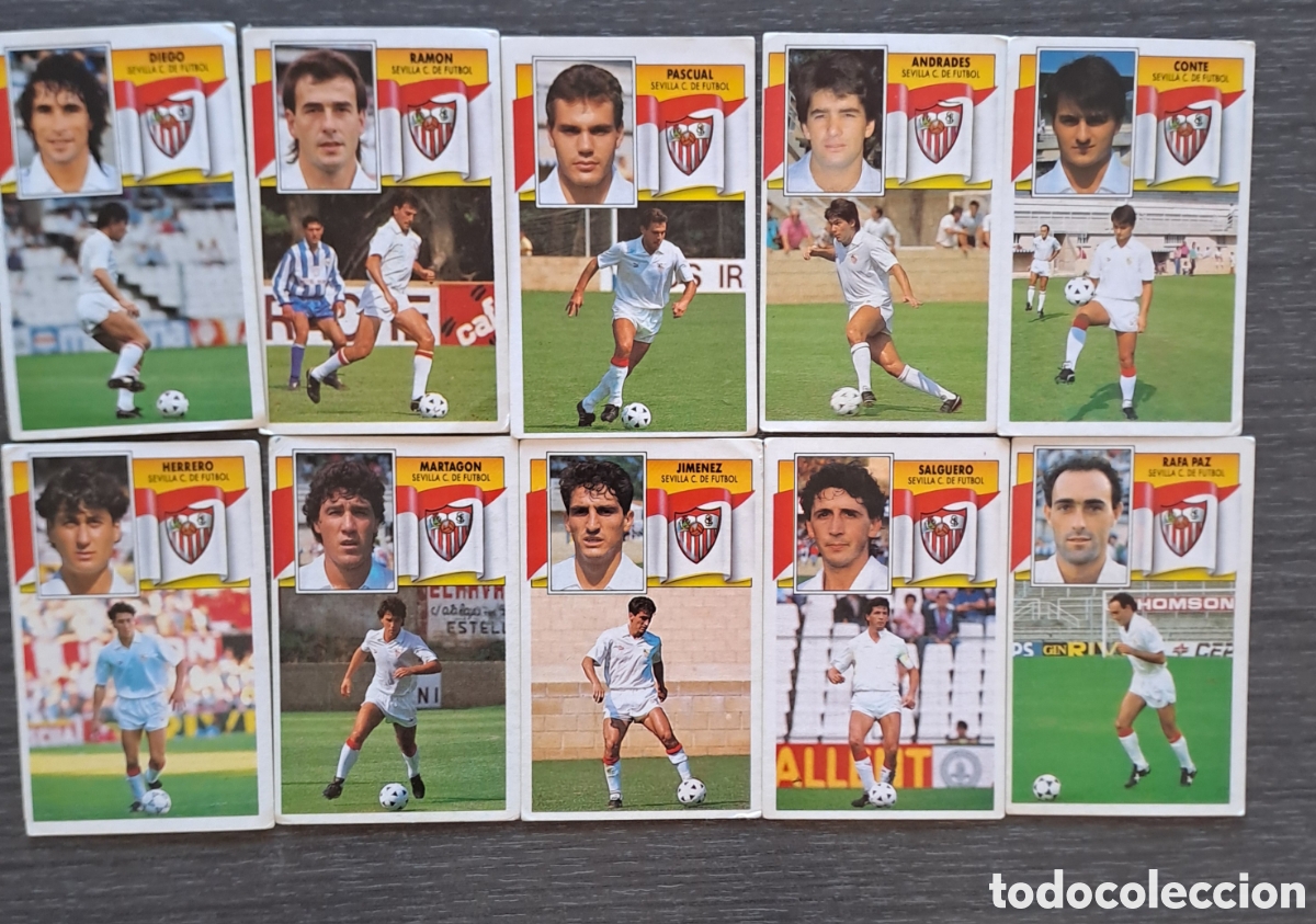 Cromos de f&uacute;tbol: CROMOS SEVILLA FC LIGA ESTE 90-91 Lote de 10 cromos del Sevilla FC de la colecci&oacute;n Liga Este 1990-1