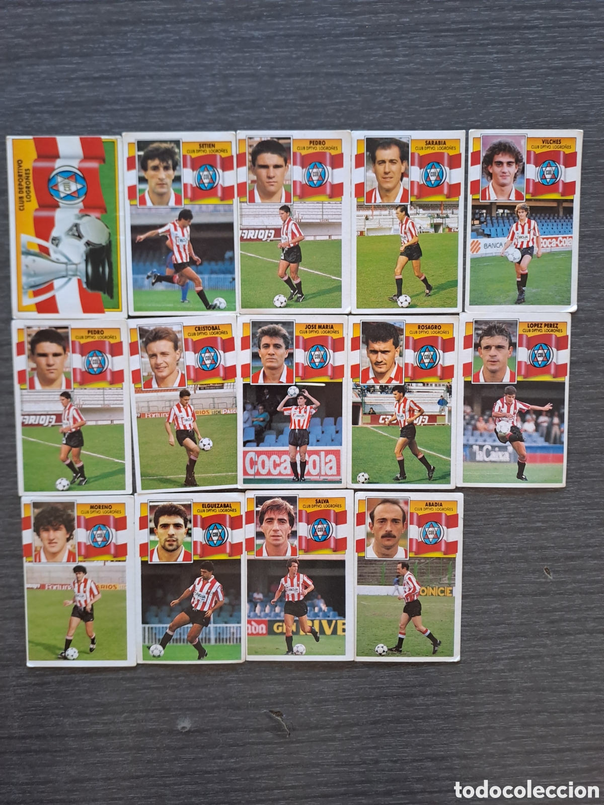 Fu&szlig;ball-Sticker: CROMOS CD LOGRO&Ntilde;&Eacute;S LIGA ESTE 90-91 Lote de 13 cromos del Club Deportivo Logro&ntilde;&eacute;s