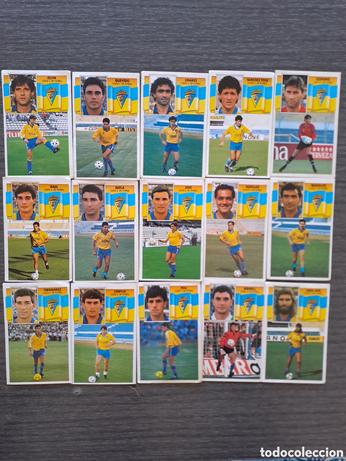 Cromos de f&uacute;tbol: CROMOS C&Aacute;DIZ CF LIGA ESTE 90-91 Lote de 15 cromos del C&aacute;diz CF de la colecci&oacute;n Liga Este 1990-1991.
