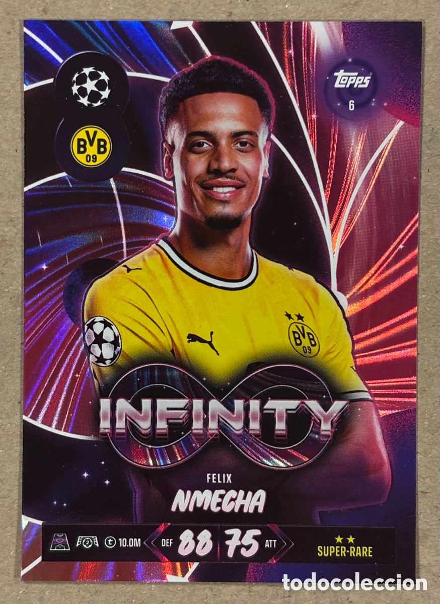 Cromos de f&uacute;tbol: FELIX NMECHA (BORUSSIA DORTMUND). CARTA INFINITY TOPPS MATCH ATTAX CHAMPIONS 2026/27. SUPER-RARE