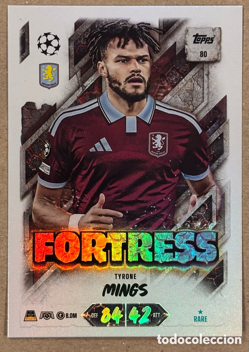 Cromos de f&uacute;tbol: TYRONE MINGS (ASTON VILLA). CARTA FORTRESS TOPPS MATCH ATTAX CHAMPIONS 2026/27. RARE.