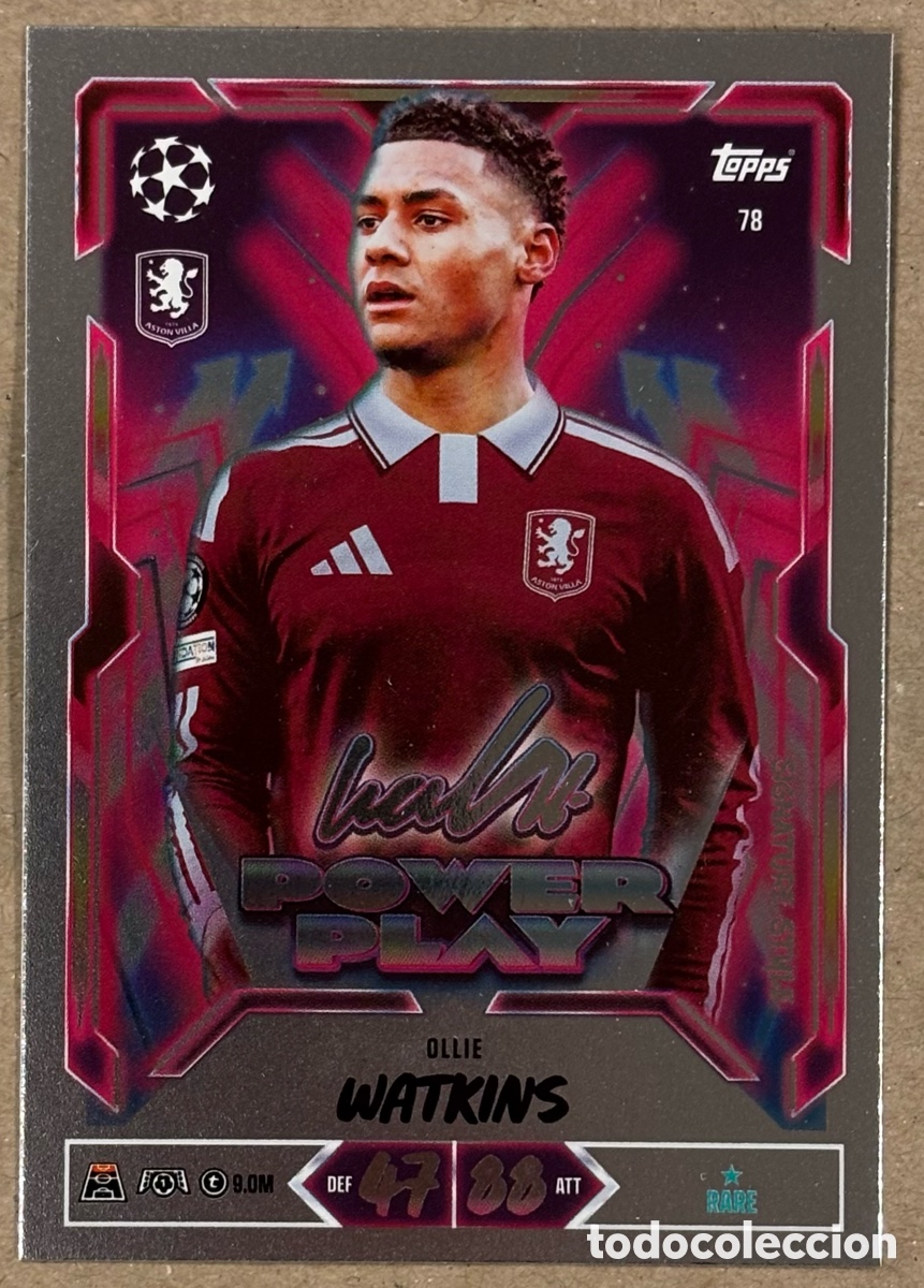 Cromos de f&uacute;tbol: OLLIE WATKINS (ASTON VILLA). CARTA POWER PLAY SIGNATURE STYLE TOPPS MATCH ATTAX 2026/27. RARE