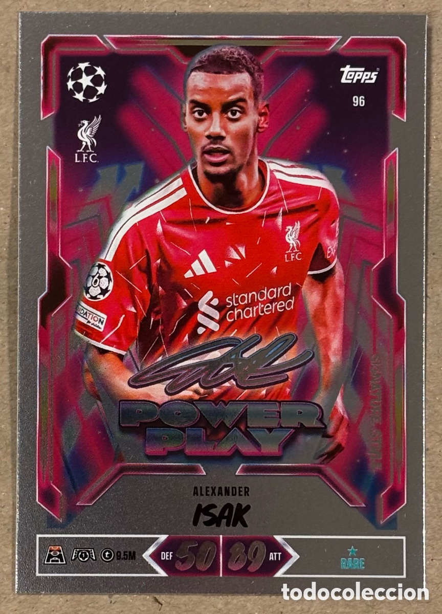 Cromos de f&uacute;tbol: ALEXANDER ISAK (LIVERPOOL FC). CARTA POWER PLAY SIGNATURE STYLE TOPPS MATCH ATTAX 2026/27. RARE